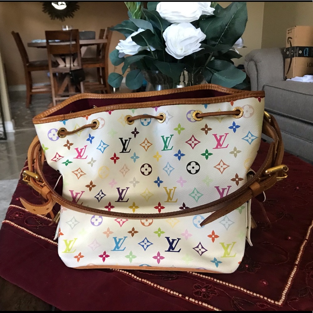 LV Rainbow Monogram White Leather Shoulder Bag